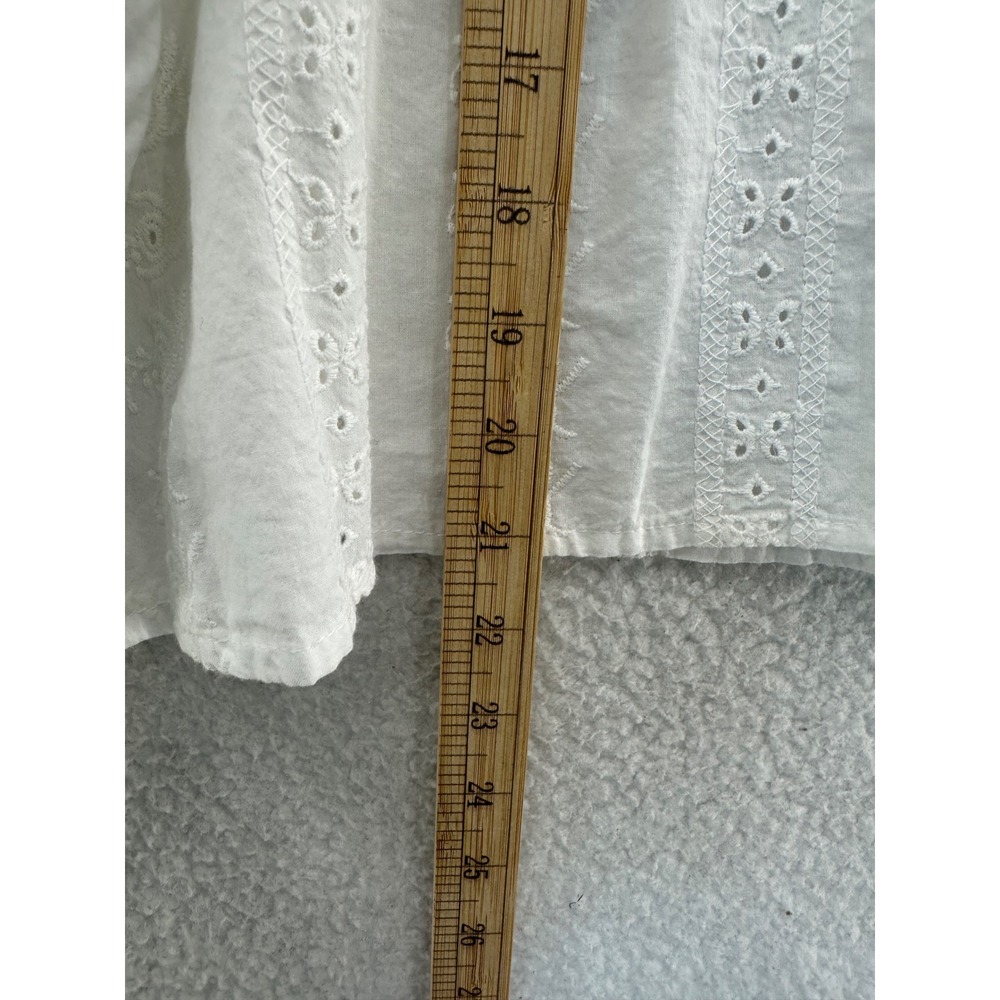 Rebellion White Eyelet Cotton Boho Peasant Blouse Long Sleeve Size L - Picture 8 of 10
